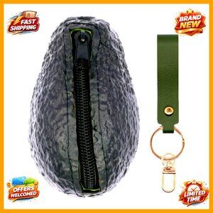Avocado Coin Purse PVC Zipper Wristlet Wallet Keychain Storage Bag